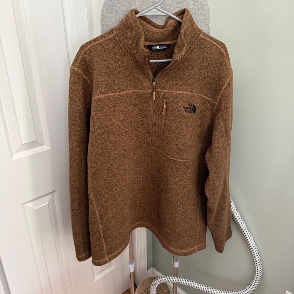 The North Face Gordon Lyons 1/4 Zip Fleece Mens XL Falcon Brown NF0A33R7